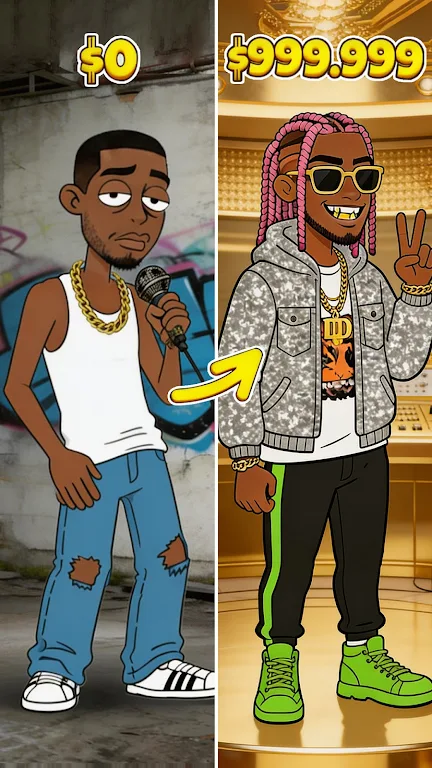 说唱明星:放置点击器(嘻哈模拟放置游戏)v302.0.1 免费版截图1